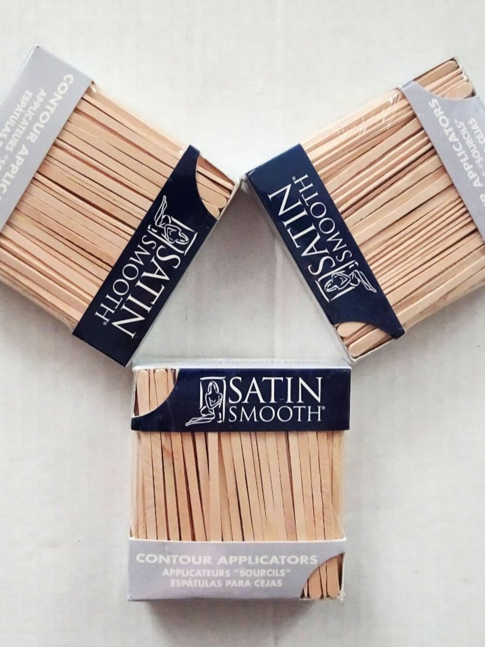 Lot of 3 Satin Smooth Contour Applicators Hair Waxing 200 count Eyebrows Flawles